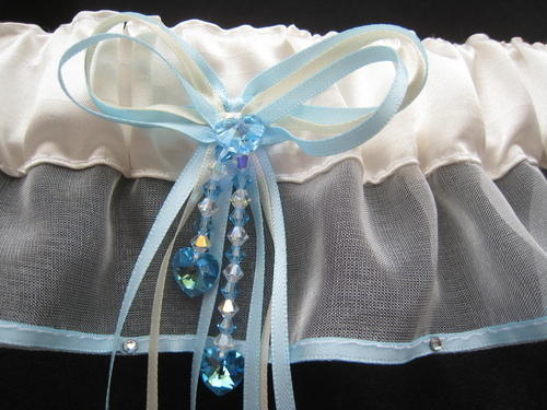 Swarovski wedding garter in blue